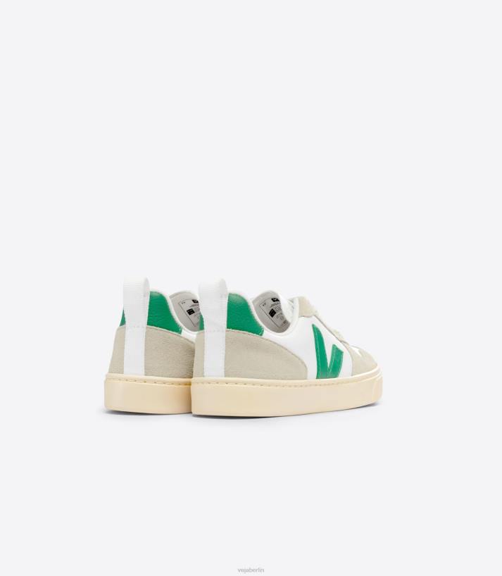 Veja 46FB357 V-10 chromfreies Leder, weiß, smaragdgrün, mandelfarben