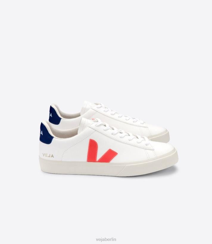 Veja 46FB16 Campo chromfreies Leder weiß orange fluo